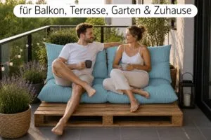 Palettenkissen Set 3-teilig - Sitzkissen 120x60 cm + 2x Kissen 40x60 cm für Europaletten in Cord-Optik