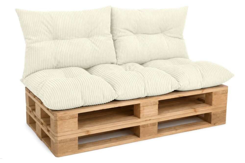 Amilian Palettenkissen Set 3-teilig – Sitzkissen 120x80 cm + 2x Rückenkissen 40x60 cm für Europaletten