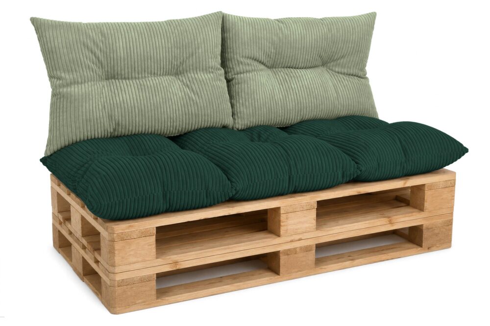 Palettenkissen Set 3-teilig 120x80 cm - Sitzkissen + 2x Rückenkissen 40x60 cm für Europaletten in Cord-Optik