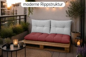 Palettenkissen Set 3-teilig - Sitzkissen 120x60 cm + 2x Kissen 40x60 cm für Europaletten in Cord-Optik