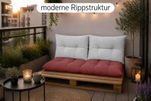 Palettenkissen Set 3-teilig - Sitzkissen 120x60 cm + 2x Kissen 40x60 cm für Europaletten in Cord-Optik