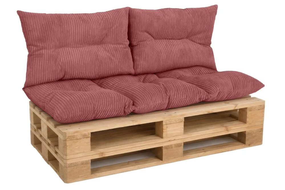 Palettenkissen Set 3-teilig - Sitzkissen 120x60 cm + 2x Kissen 40x60 cm für Europaletten in Cord-Optik