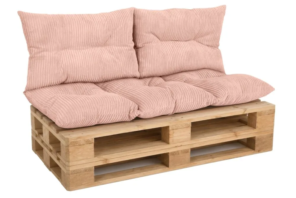 Palettenkissen Set 3-teilig - Sitzkissen 120x60 cm + 2x Kissen 40x60 cm für Europaletten in Cord-Optik