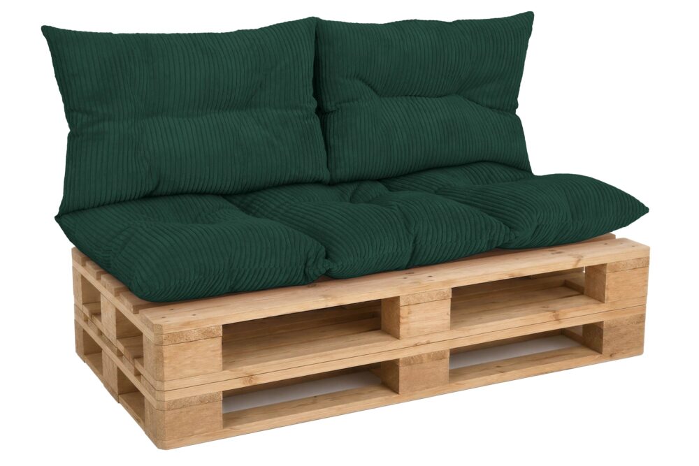 Palettenkissen Set 3-teilig - Sitzkissen 120x60 cm + 2x Kissen 40x60 cm für Europaletten in Cord-Optik