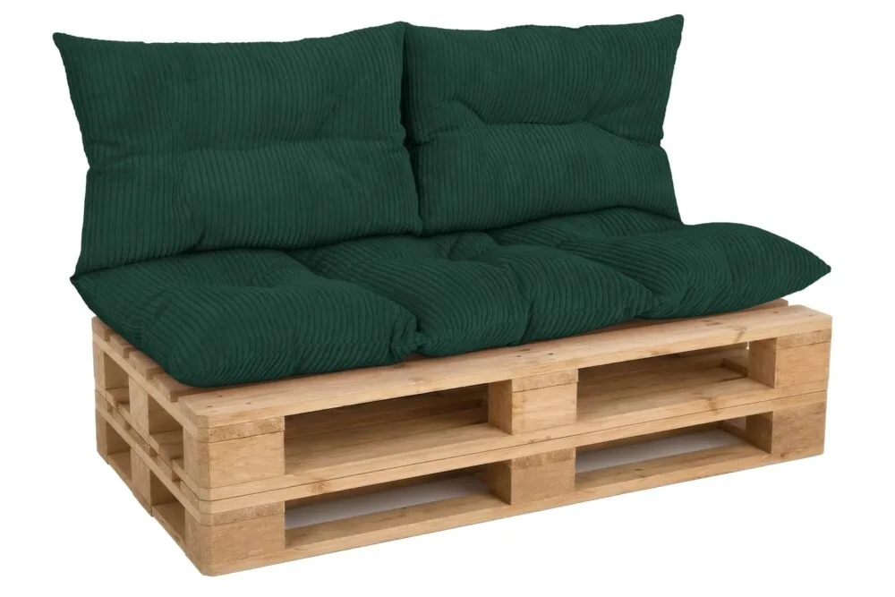 Palettenkissen Set 3-teilig – Sitzkissen 120×60 cm + 2x Kissen 40×60 cm für Europaletten in Cord-Optik