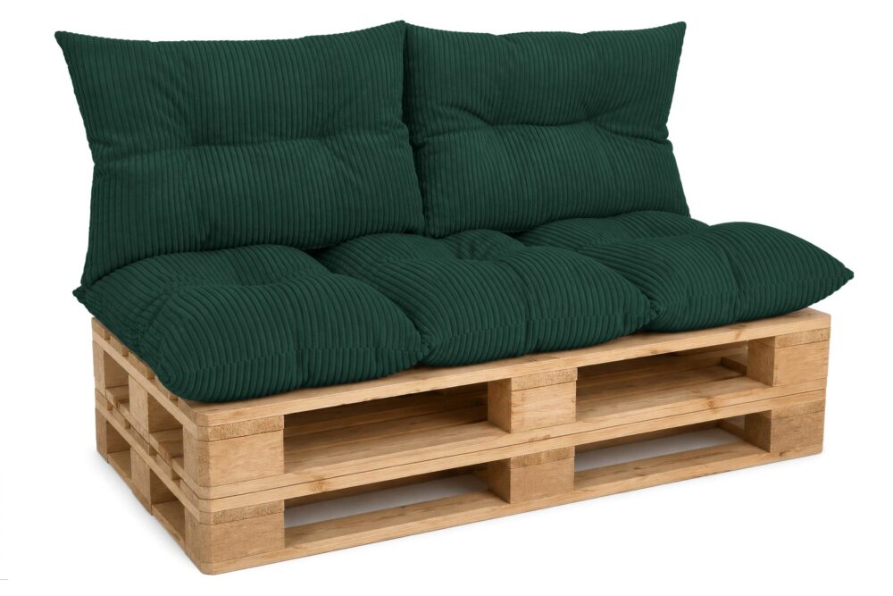 Palettenkissen Set 3-teilig 120x80 cm - Sitzkissen + 2x Rückenkissen 40x60 cm für Europaletten in Cord-Optik