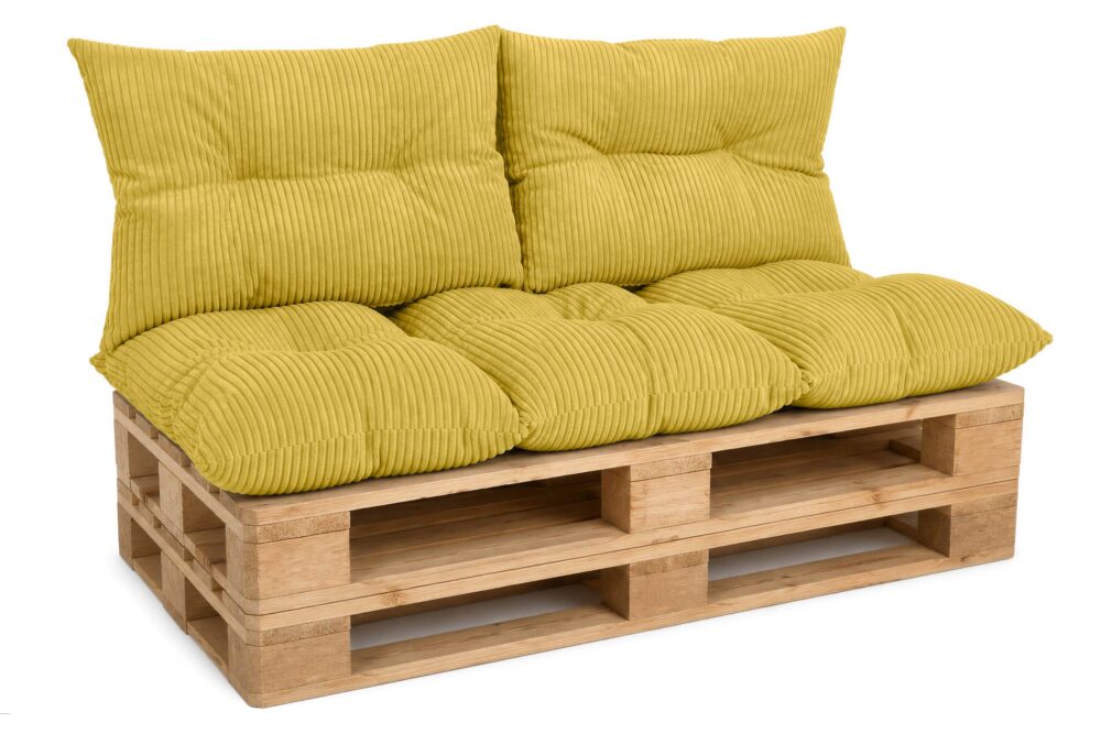 Palettenkissen Set 3-teilig 120x80 cm - Sitzkissen + 2x Rückenkissen 40x60 cm für Europaletten in Cord-Optik