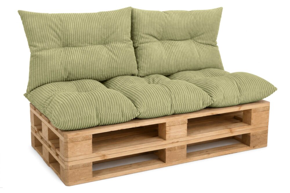 Palettenkissen Set 3-teilig 120x80 cm - Sitzkissen + 2x Rückenkissen 40x60 cm für Europaletten in Cord-Optik
