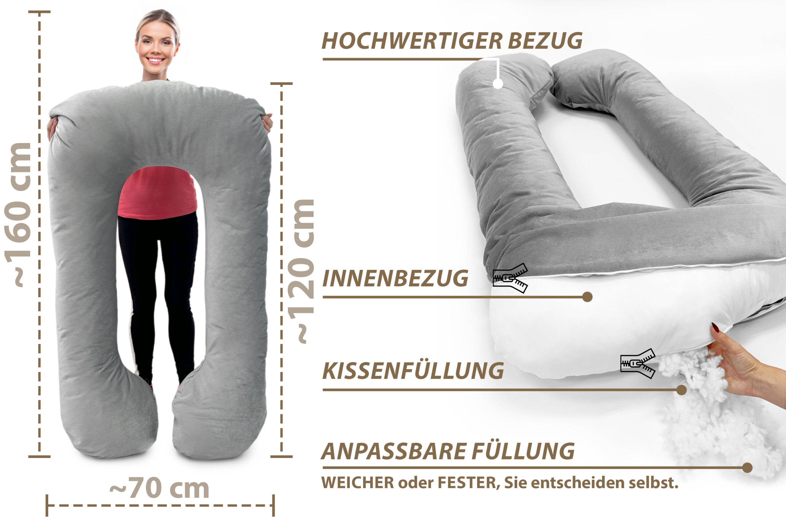 Amilian Seitenschläferkissen XXL – Stillkissen