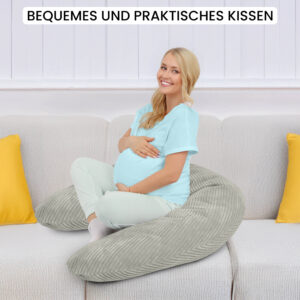 Amilian Stillkissen XXL 170 cm – Schwangerschaftskissen, Seitenschläferkissen, Lagerungskissen mit Bezug