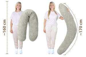 Amilian Stillkissen XXL 170 cm – Schwangerschaftskissen, Seitenschläferkissen, Lagerungskissen mit Bezug