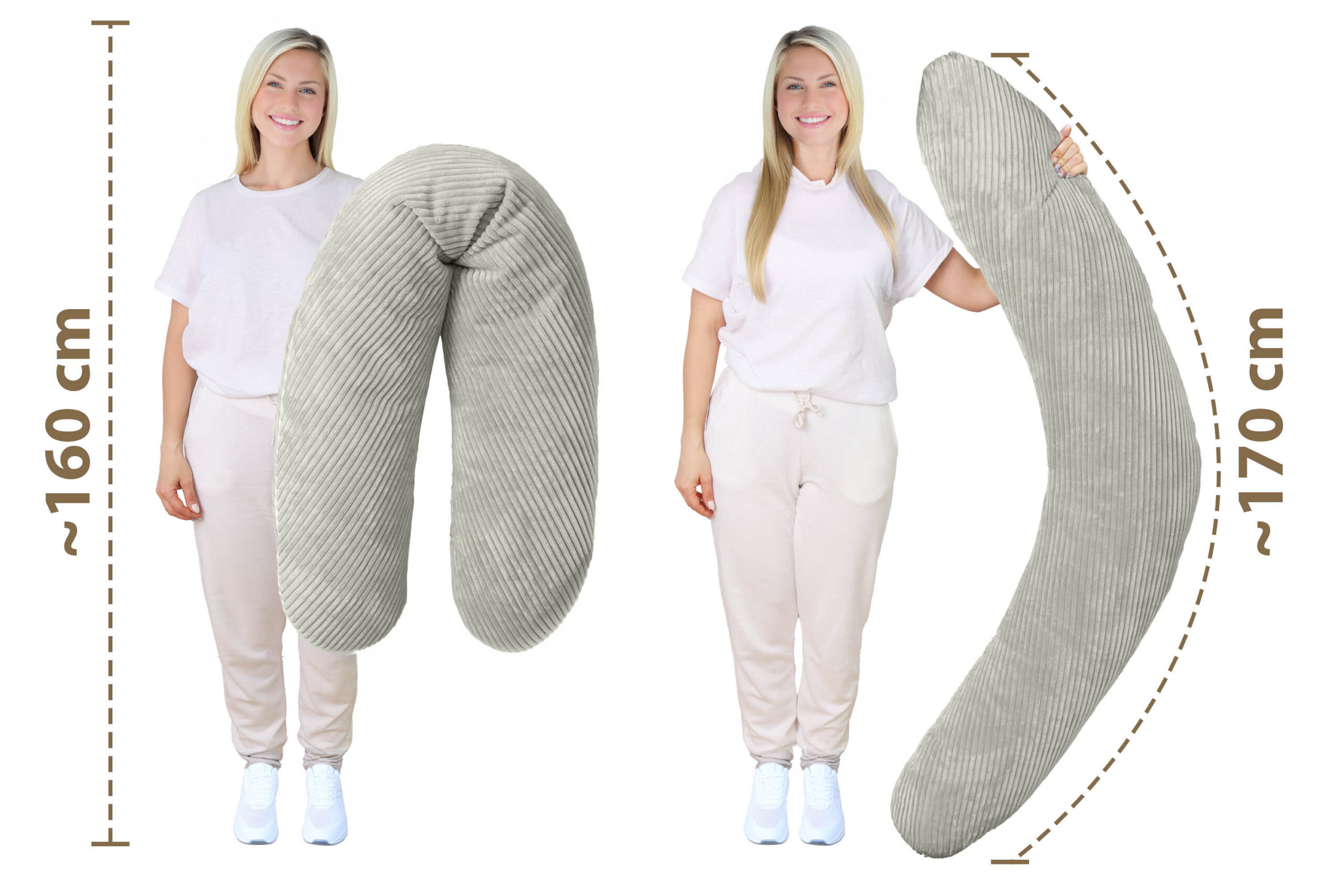 Amilian Stillkissen XXL 170 cm – Schwangerschaftskissen, Seitenschläferkissen, Lagerungskissen mit Bezug