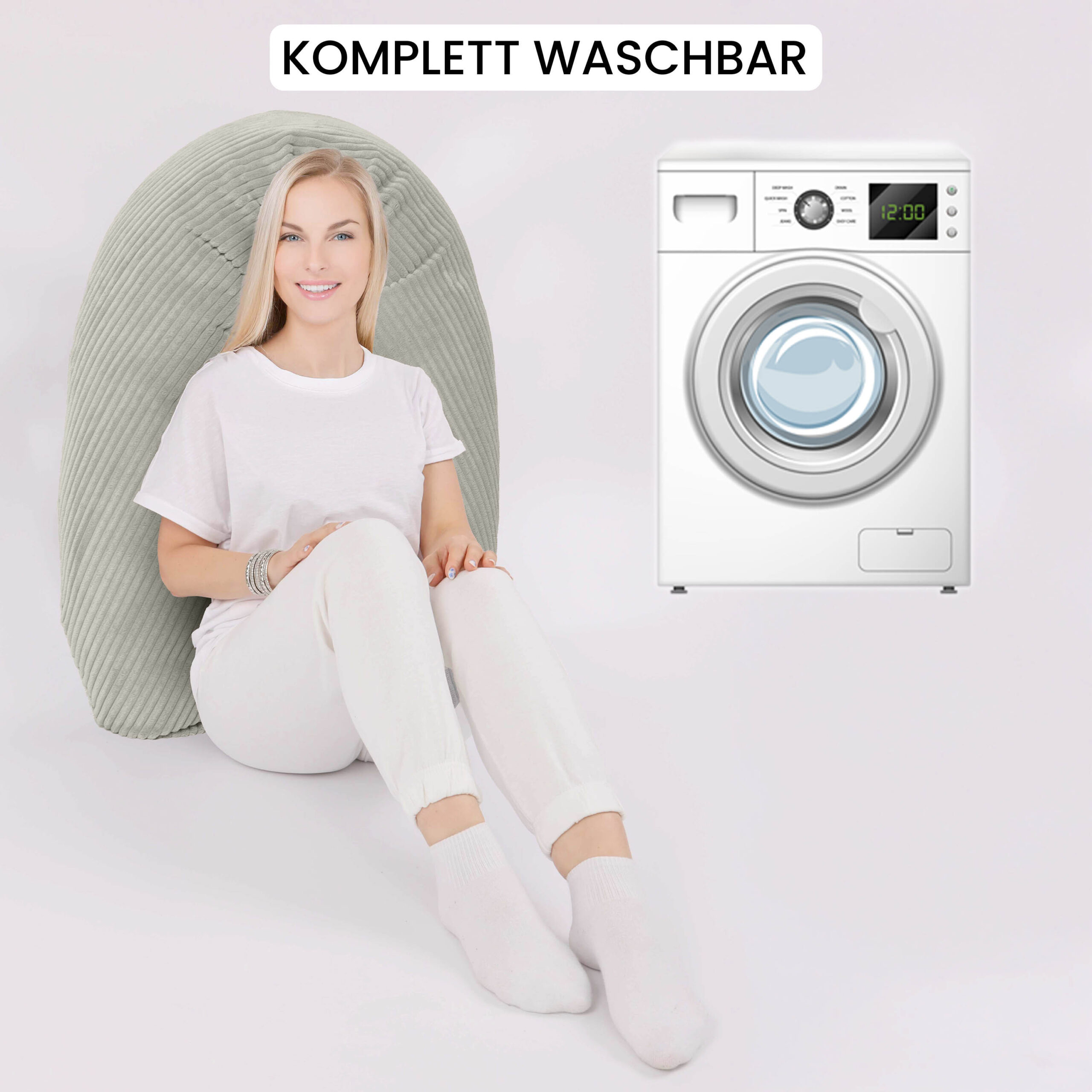 Amilian Stillkissen XXL 170 cm – Schwangerschaftskissen, Seitenschläferkissen, Lagerungskissen mit Bezug