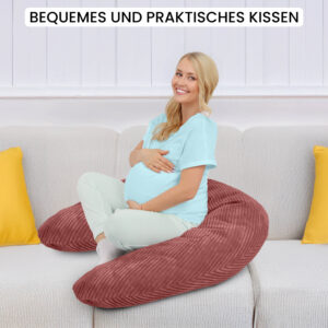 Amilian Stillkissen XXL 170 cm – Schwangerschaftskissen, Seitenschläferkissen, Lagerungskissen mit Bezug