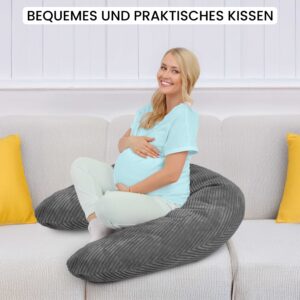 Amilian Stillkissen XXL 170 cm – Schwangerschaftskissen, Seitenschläferkissen, Lagerungskissen mit Bezug