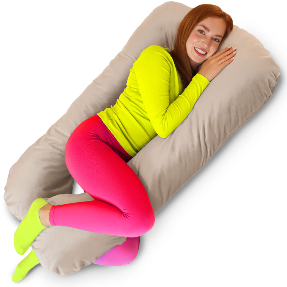 Seitenschläferkissen XXL Stillkissen Schwangerschaftskissen J-Form 120 x 70 cm mit abnehmbarem Bezug
