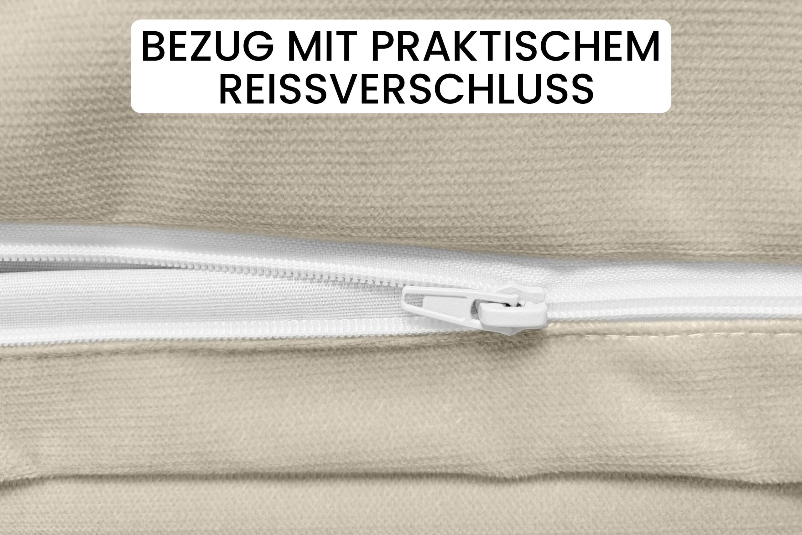 Nackenrollenbezug 15x40 cm - waschbarer Ersatzbezug mit verdecktem Reißverschluss für Nackenrolle, Kissenrolle & Bettrolle