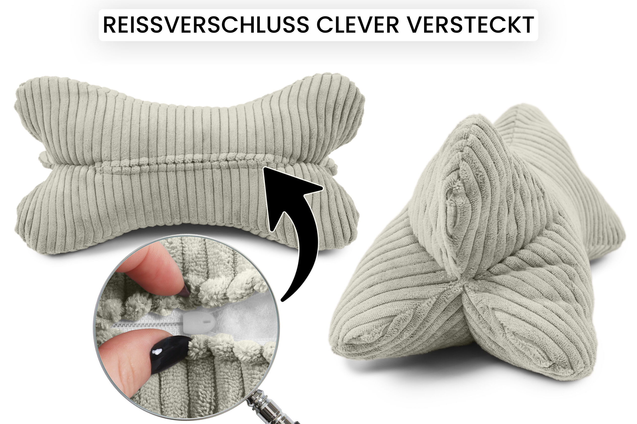 10834-FX8OY_3 Leseknochen Nackenkissen ca. 44x22 cm - Knochenkissen Lesekissen zum Lesen und Entspannen für Sofa und Bett