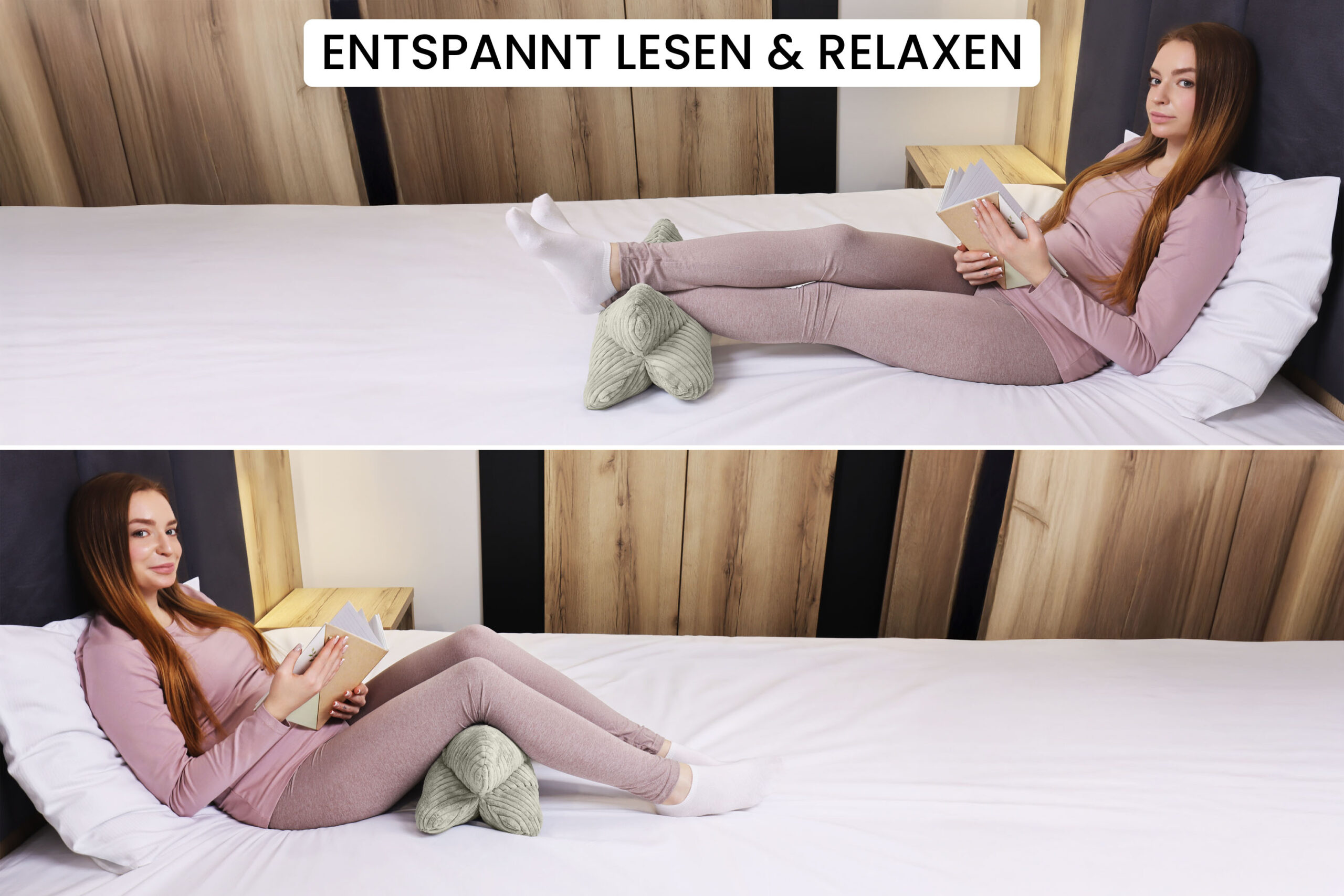 10834-FX8OY_4 Leseknochen Nackenkissen ca. 44x22 cm - Knochenkissen Lesekissen zum Lesen und Entspannen für Sofa und Bett