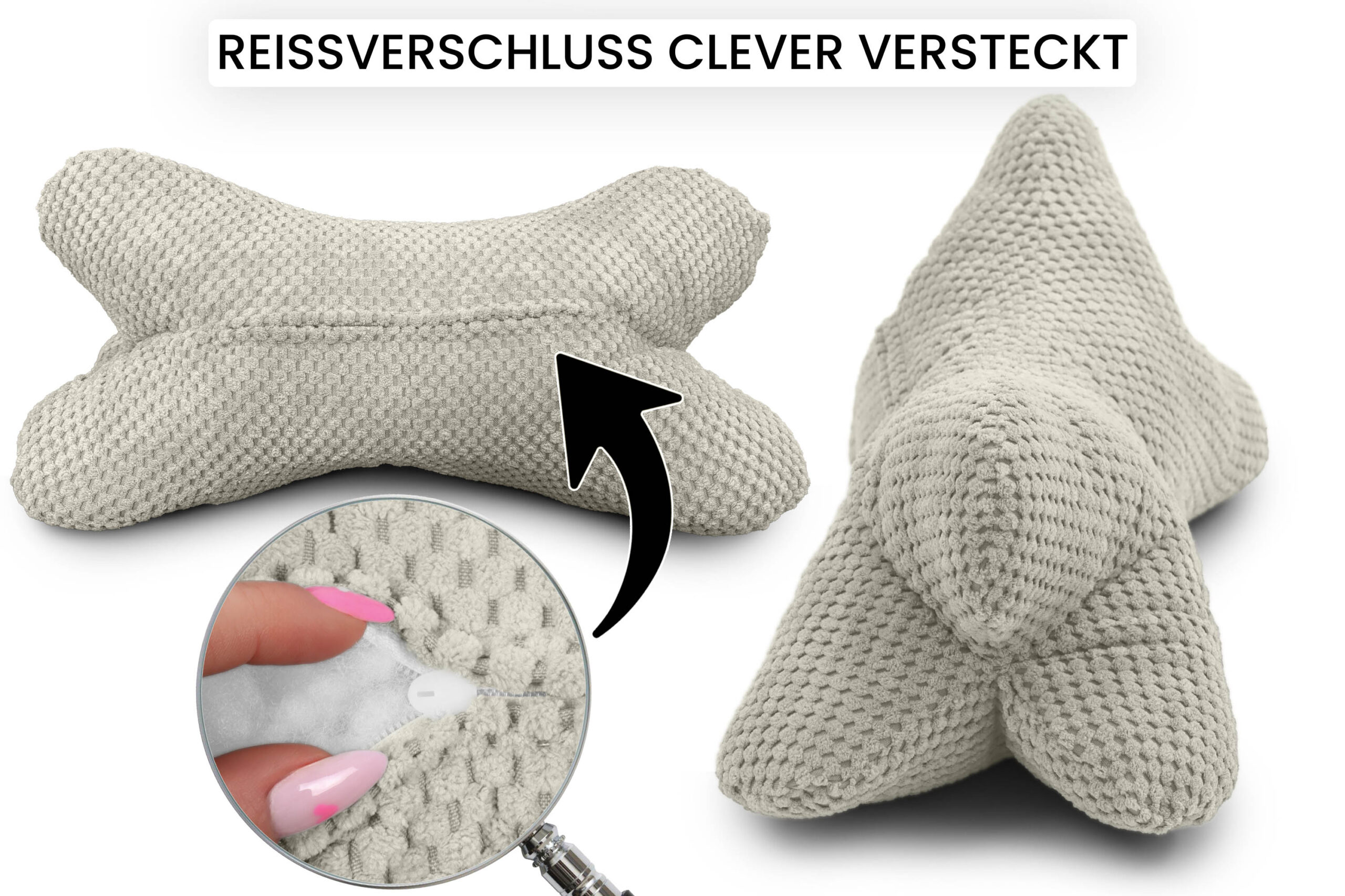 10925-CS0P8_3_XXgiSoV Leseknochen 44x22 cm Lesekissen für Erwachsene - Nackenkissen in Knochenform für Sofa, Bett und Sessel