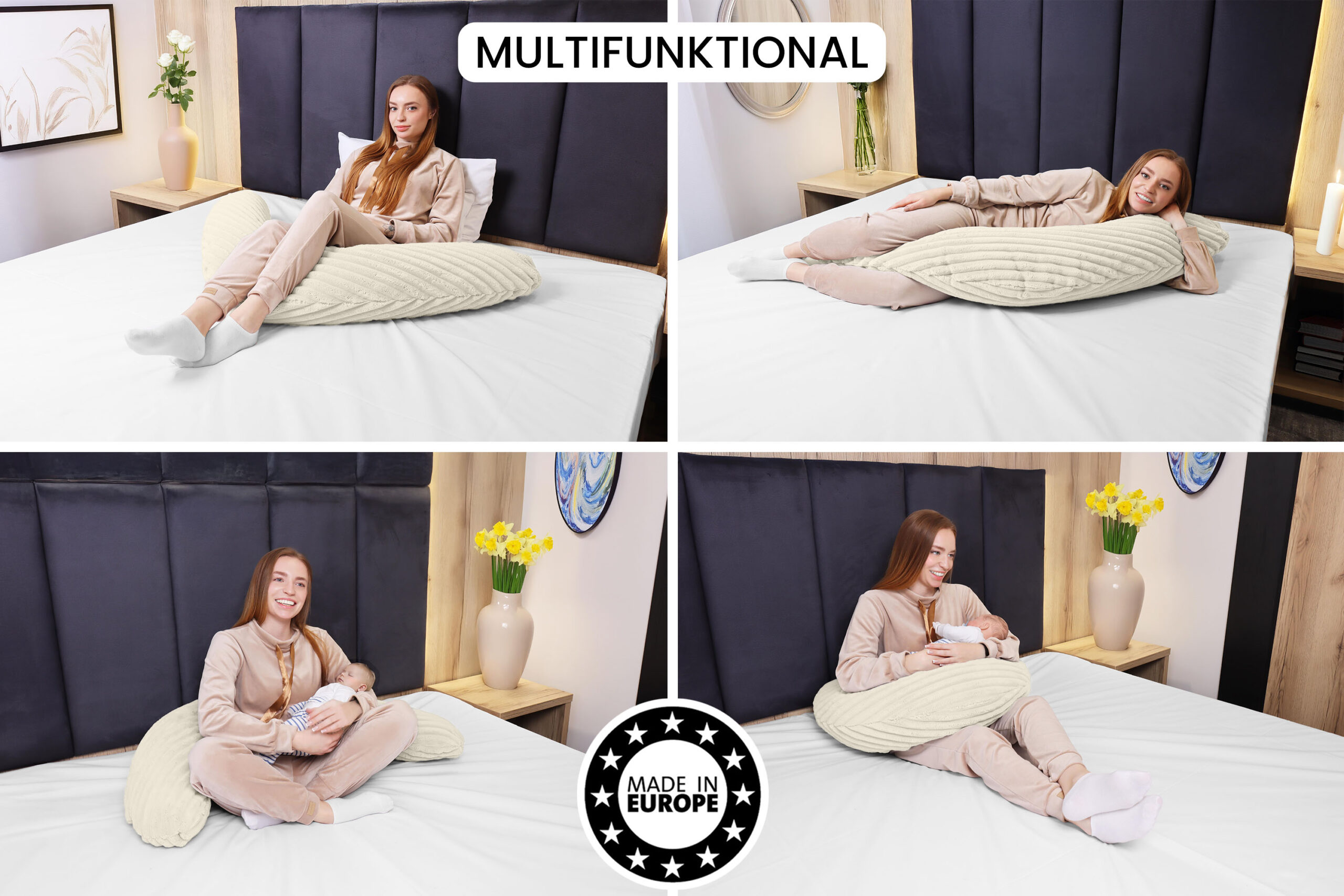 11018-A7CA8_5 Stillkissen XXL 170 cm Schwangerschaftskissen Seitenschläferkissen U-Form - Lagerungskissen fürs Bett und Sofa mit abnehmbarem Bezug