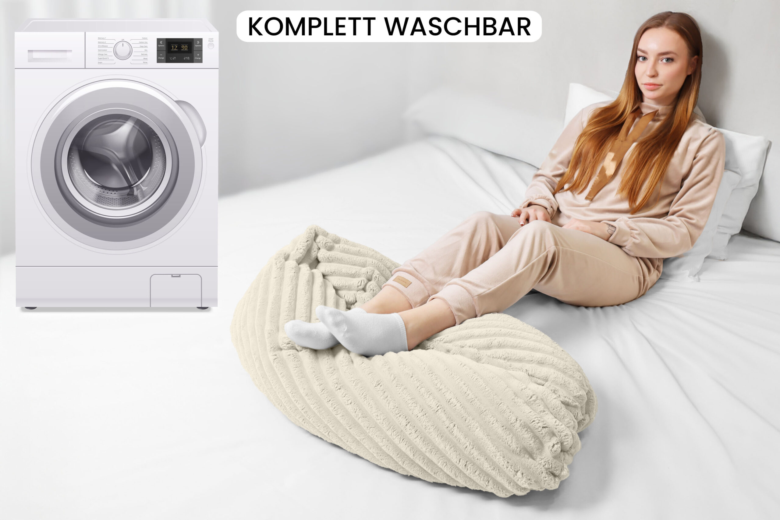 11018-A7CA8_7 Stillkissen XXL 170 cm Schwangerschaftskissen Seitenschläferkissen U-Form - Lagerungskissen fürs Bett und Sofa mit abnehmbarem Bezug