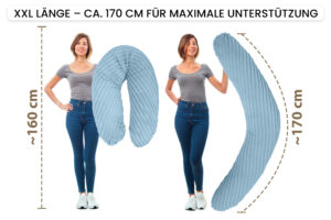 Stillkissen XXL 170 cm Schwangerschaftskissen Seitenschläferkissen U-Form - Lagerungskissen fürs Bett und Sofa mit abnehmbarem Bezug