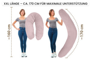 Stillkissen XXL 170 cm Schwangerschaftskissen Seitenschläferkissen U-Form - Lagerungskissen fürs Bett und Sofa mit abnehmbarem Bezug