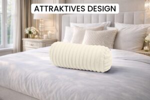 Nackenrolle 40x15 cm mit Bezug - Kissenrolle rund, weich, Dekokissen Rolle für Bett & Sofa