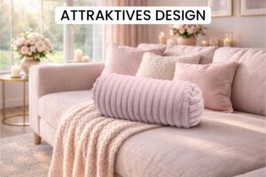 Nackenrolle 40x15 cm mit Bezug - Kissenrolle rund, weich, Dekokissen Rolle für Bett & Sofa