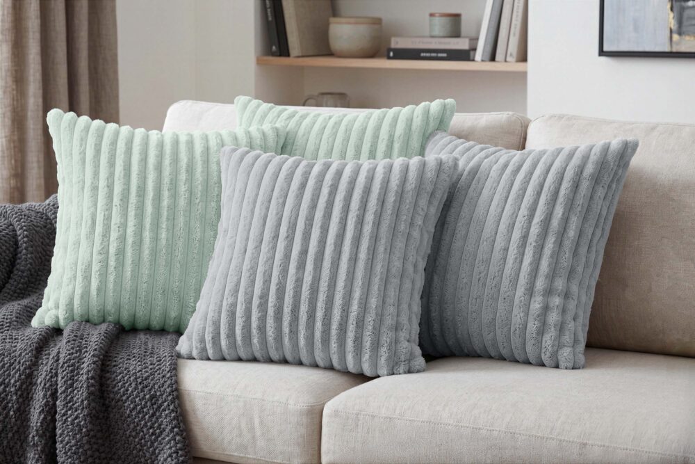 Amilian Dekokissen 4er Set mit Füllung – Sofakissen in Cord-Optik