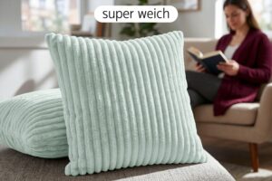 Amilian Dekokissen 4er Set mit Füllung – Sofakissen in Cord-Optik