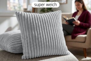 Amilian Dekokissen 4er Set mit Füllung – Sofakissen in Cord-Optik