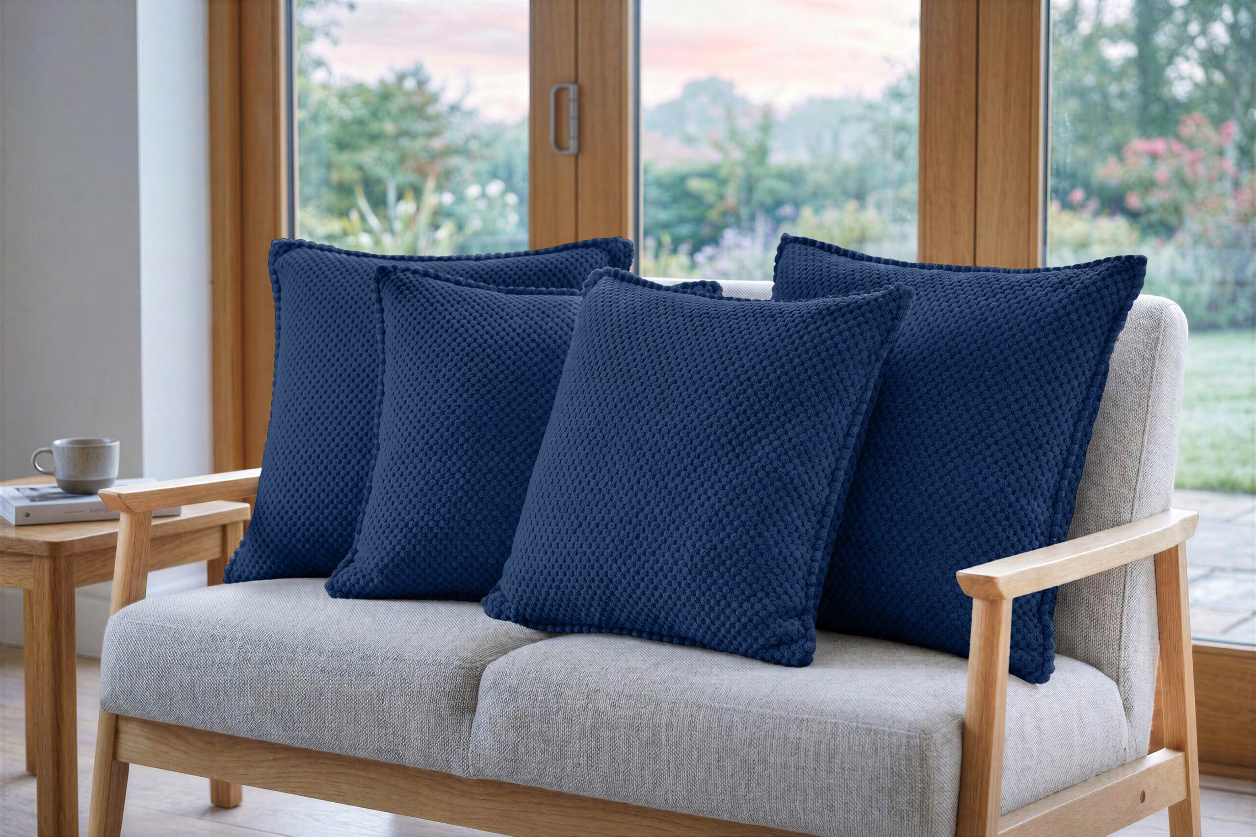 14679-192AP_1 Dekokissen 4er-Set mit Füllung - weiche Zierkissen für Sofa und Couch, 40x40, 45x45 und 50x50 cm