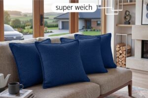 Dekokissen 4er-Set mit Füllung - weiche Zierkissen für Sofa und Couch, 40x40, 45x45 und 50x50 cm