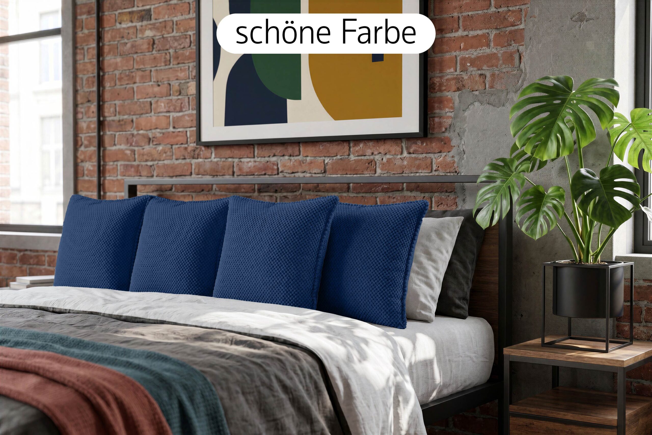 14679-192AP_4 Dekokissen 4er-Set mit Füllung - weiche Zierkissen für Sofa und Couch, 40x40, 45x45 und 50x50 cm