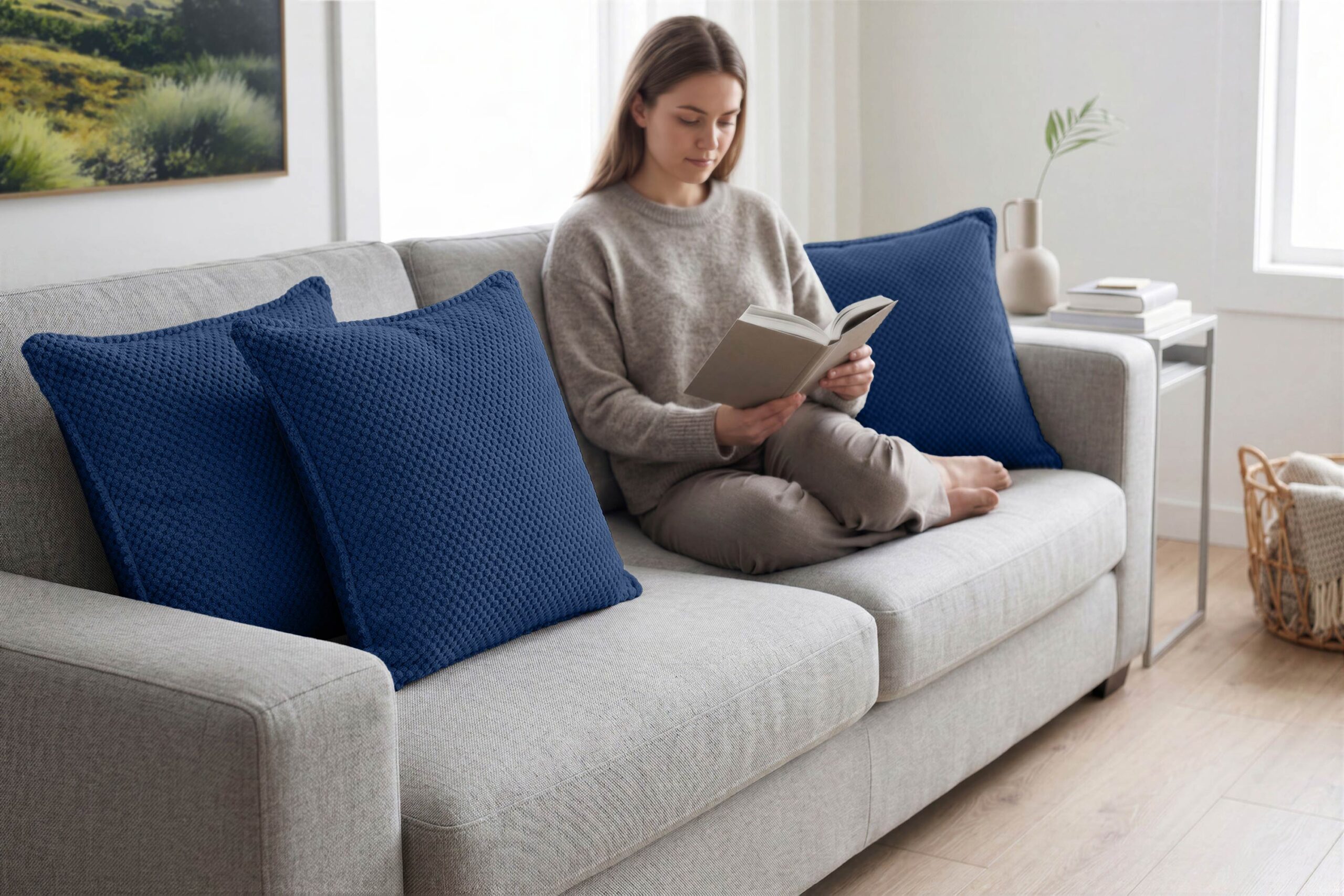 14679-192AP_8 Dekokissen 4er-Set mit Füllung - weiche Zierkissen für Sofa und Couch, 40x40, 45x45 und 50x50 cm