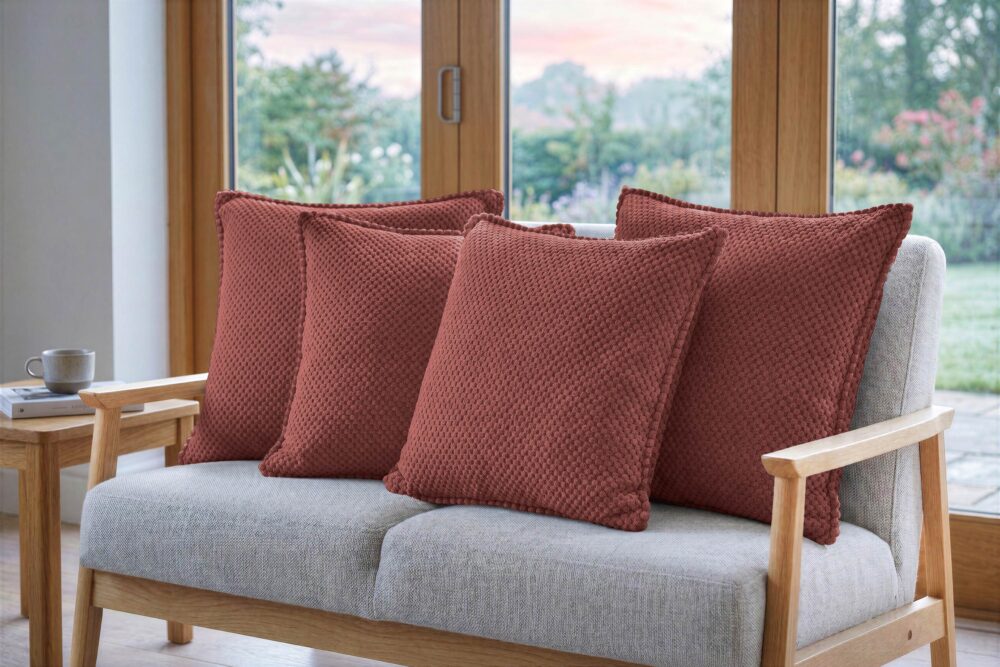 Dekokissen 4er-Set mit Füllung - weiche Zierkissen für Sofa und Couch, 40x40, 45x45 und 50x50 cm