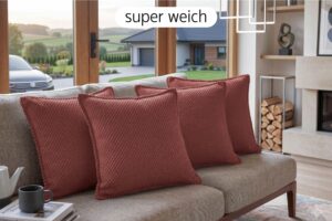 Dekokissen 4er-Set mit Füllung - weiche Zierkissen für Sofa und Couch, 40x40, 45x45 und 50x50 cm