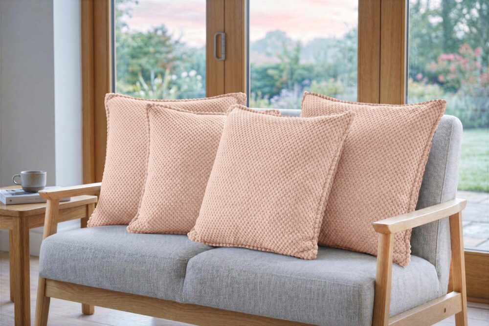 Dekokissen 4er-Set mit Füllung - weiche Zierkissen für Sofa und Couch, 40x40, 45x45 und 50x50 cm