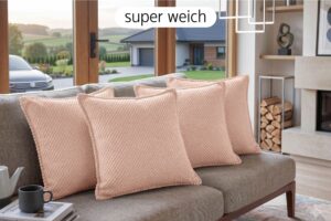 Dekokissen 4er-Set mit Füllung - weiche Zierkissen für Sofa und Couch, 40x40, 45x45 und 50x50 cm