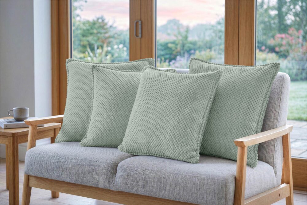 Dekokissen 4er-Set mit Füllung - weiche Zierkissen für Sofa und Couch, 40x40, 45x45 und 50x50 cm