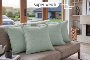 Dekokissen 4er-Set mit Füllung - weiche Zierkissen für Sofa und Couch, 40x40, 45x45 und 50x50 cm