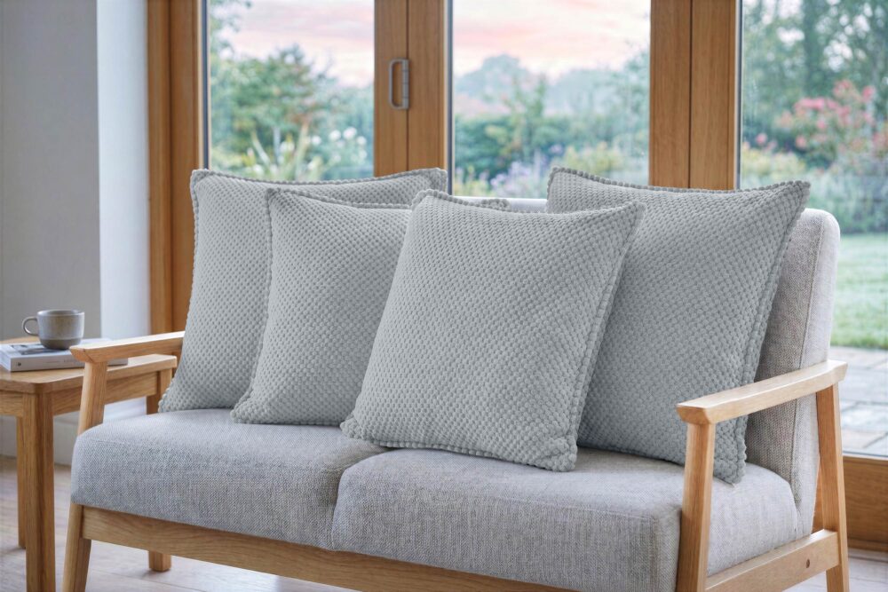 Dekokissen 4er-Set mit Füllung - weiche Zierkissen für Sofa und Couch, 40x40, 45x45 und 50x50 cm