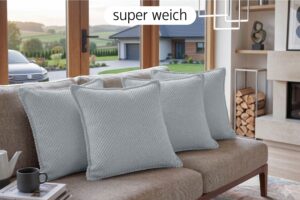 Dekokissen 4er-Set mit Füllung - weiche Zierkissen für Sofa und Couch, 40x40, 45x45 und 50x50 cm