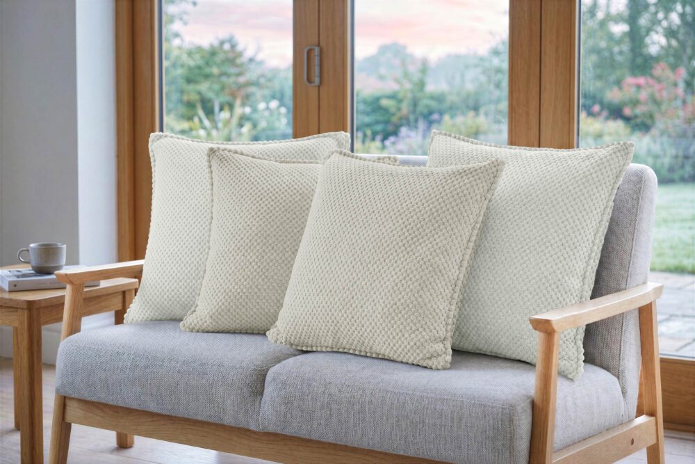 Dekokissen 4er-Set mit Füllung - weiche Zierkissen für Sofa und Couch, 40x40, 45x45 und 50x50 cm