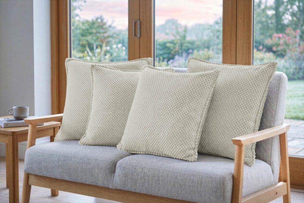 Dekokissen 4er-Set mit Füllung - weiche Zierkissen für Sofa und Couch, 40x40, 45x45 und 50x50 cm