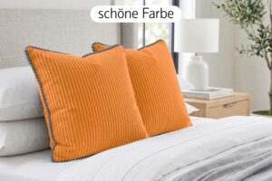 Kissenbezug 2er Set - weiche Kissenhülle mit Hotelverschluss, zweifarbig, ohne Füllung