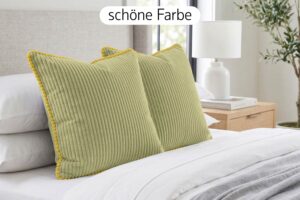 Kissenbezug 2er Set - weiche Kissenhülle mit Hotelverschluss, zweifarbig, ohne Füllung