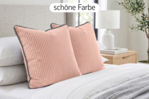 Kissenbezug 2er Set - weiche Kissenhülle mit Hotelverschluss, zweifarbig, ohne Füllung